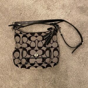 Coach Black and Gray Signature Shoulder Bag